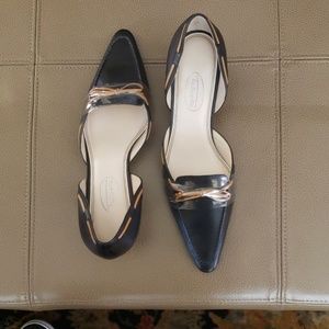 Talbots Navy Leather D'orsay Pump
